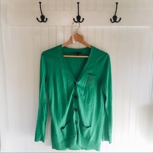 Kelly Green Gap Button Down Cardigan Sweater